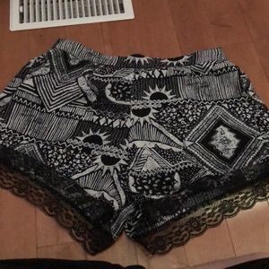 Shorts with lace on the bottom
